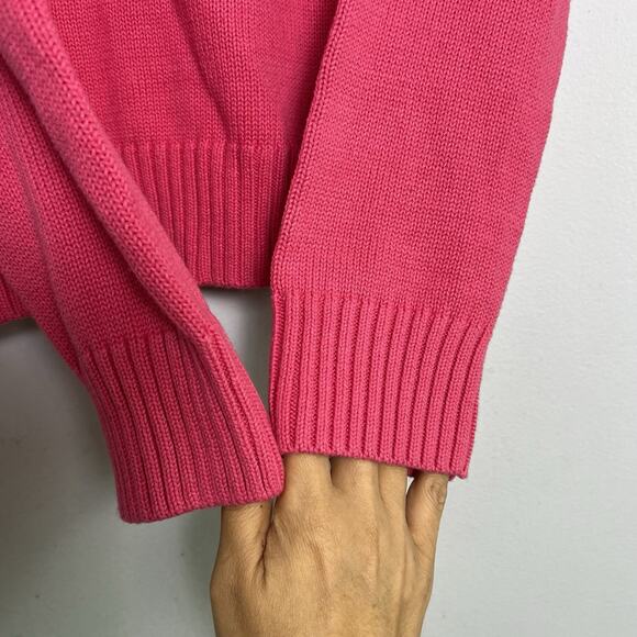 NWT Pria Women's Turtleneck Cable Knit Sweater Sz L 100% Cotton Pink Simple - Picture 3 of 11